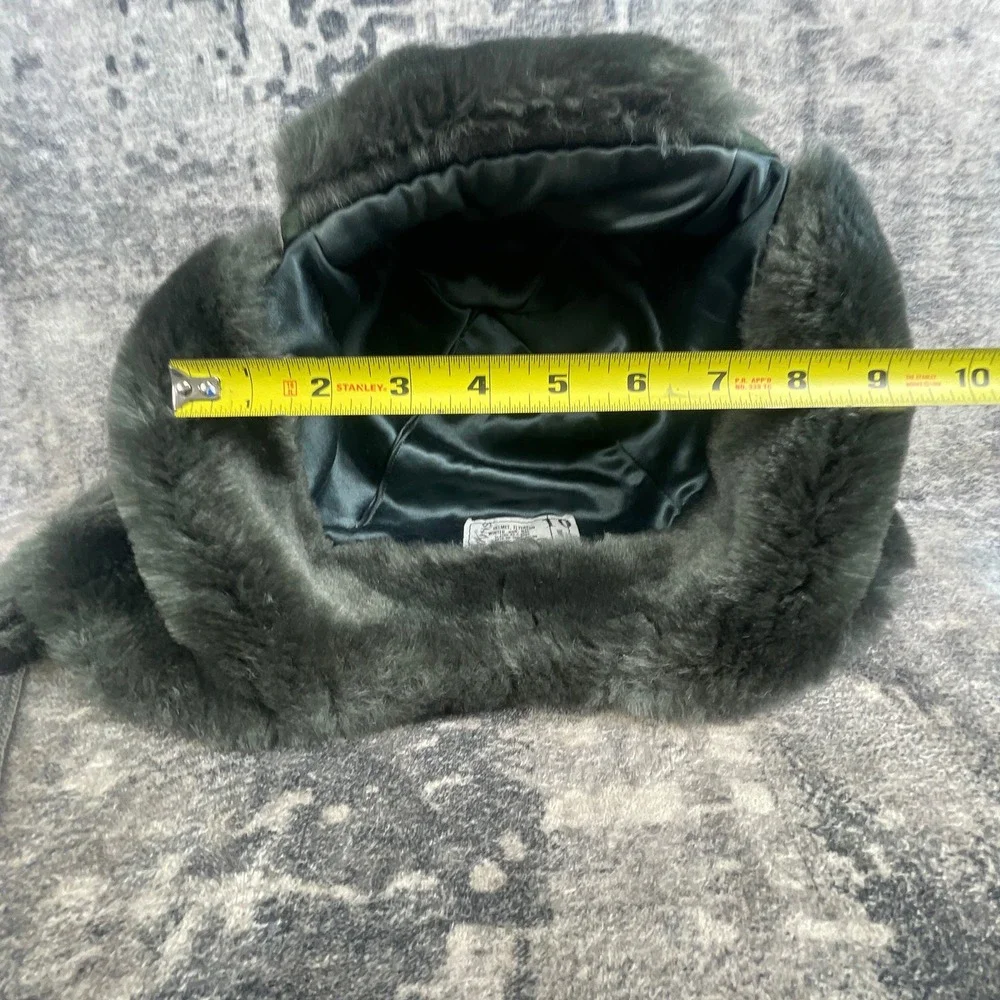 Vtg 80s US Military Large B-9B Cold Weather Flyer Helmet Hat Olive Green
